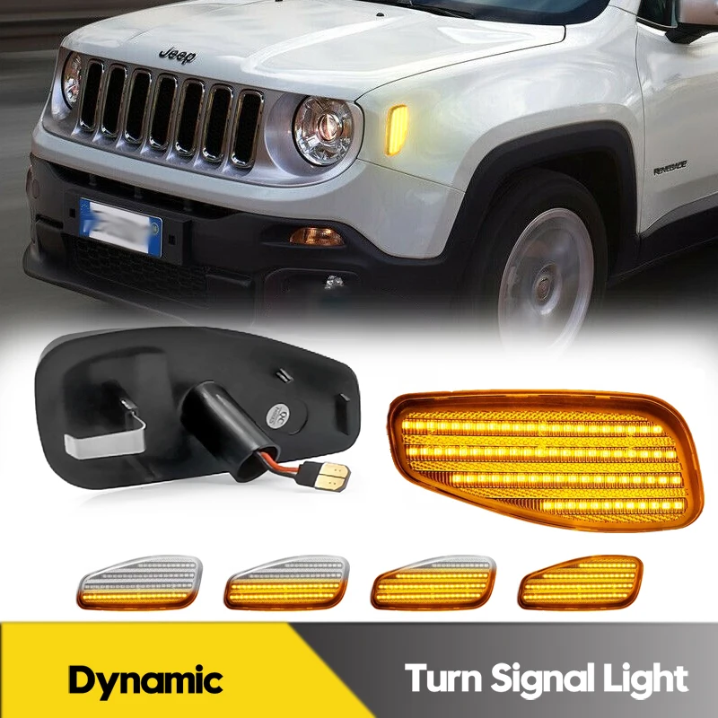 

2Pcs For Jeep Renegade BU 2014-2021 LED Dynamic Side Marker Light Front Bumper Turn Signal Blinker Lamps Car Accessories