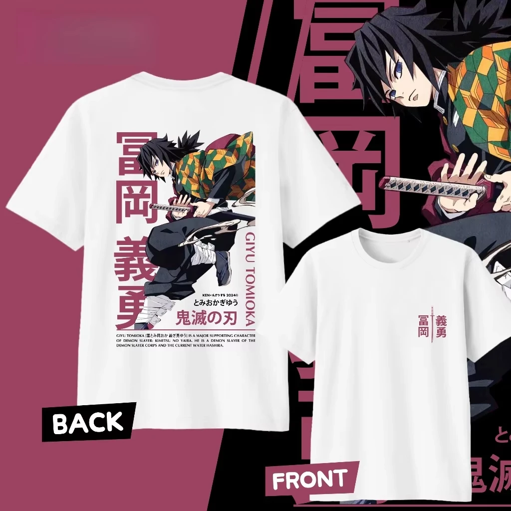 Demon Slayer Giyu Tomioka Anime T-Shirt, Men Women Black Cotton Short Sleeve Casual Streetwear Tee for Fans Summer casual wear