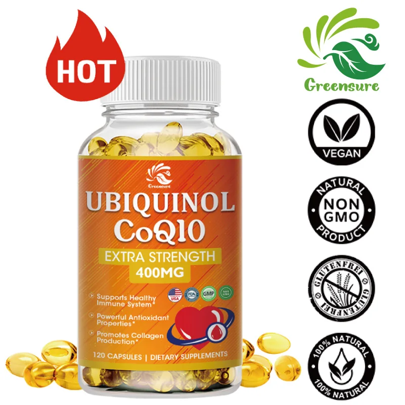 Greensure COQ10 Coenzyme Q10 Capsules (Vegan, Non-GMO & Gluten-Free) Coenzyme Q10 Supplement - 60/120 Capsules