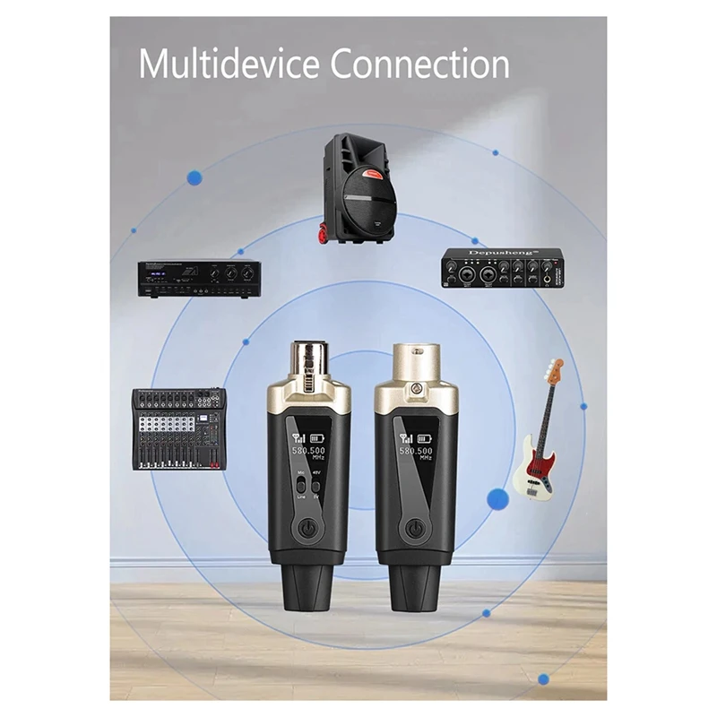 Wireless Microphone System XLR Mic Converter Adapter UHF Automatic Transmitter Setup For Condenser Dynamic Mic 1 Set