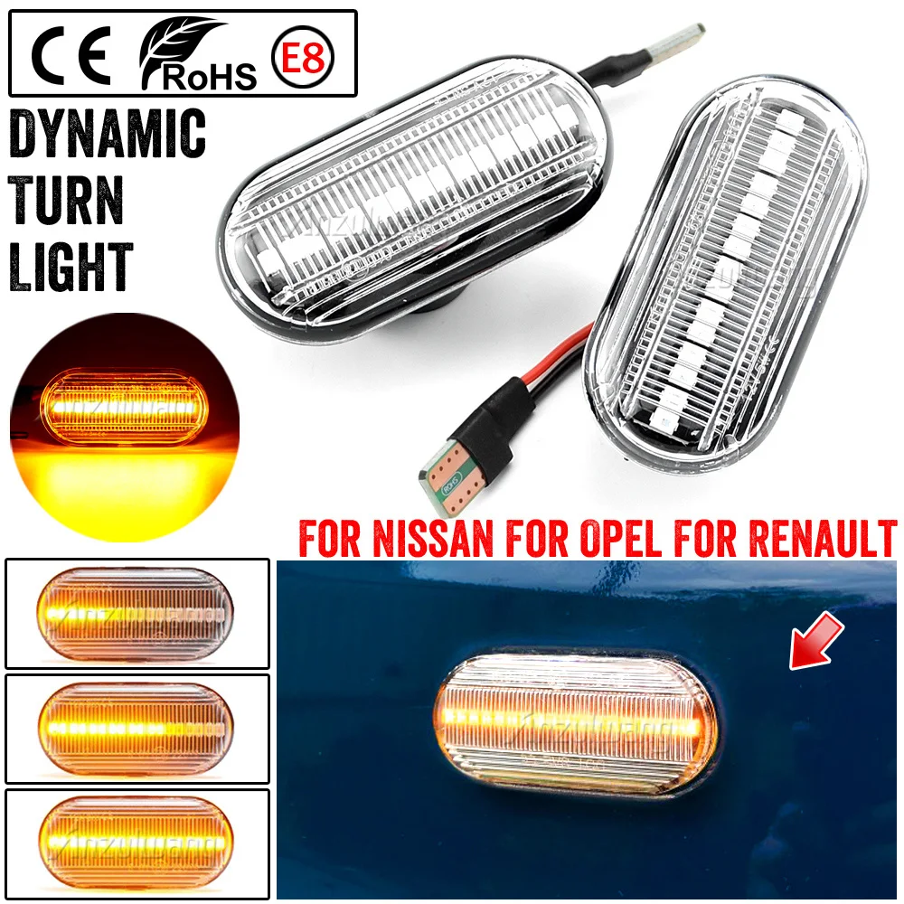 For Nissan INTERSTAR PRIMASTAR Opel MOVANO VIVARO 2PCS Led Dynamic Side Marker Turn Signal Light Sequential Blinker Light lamp