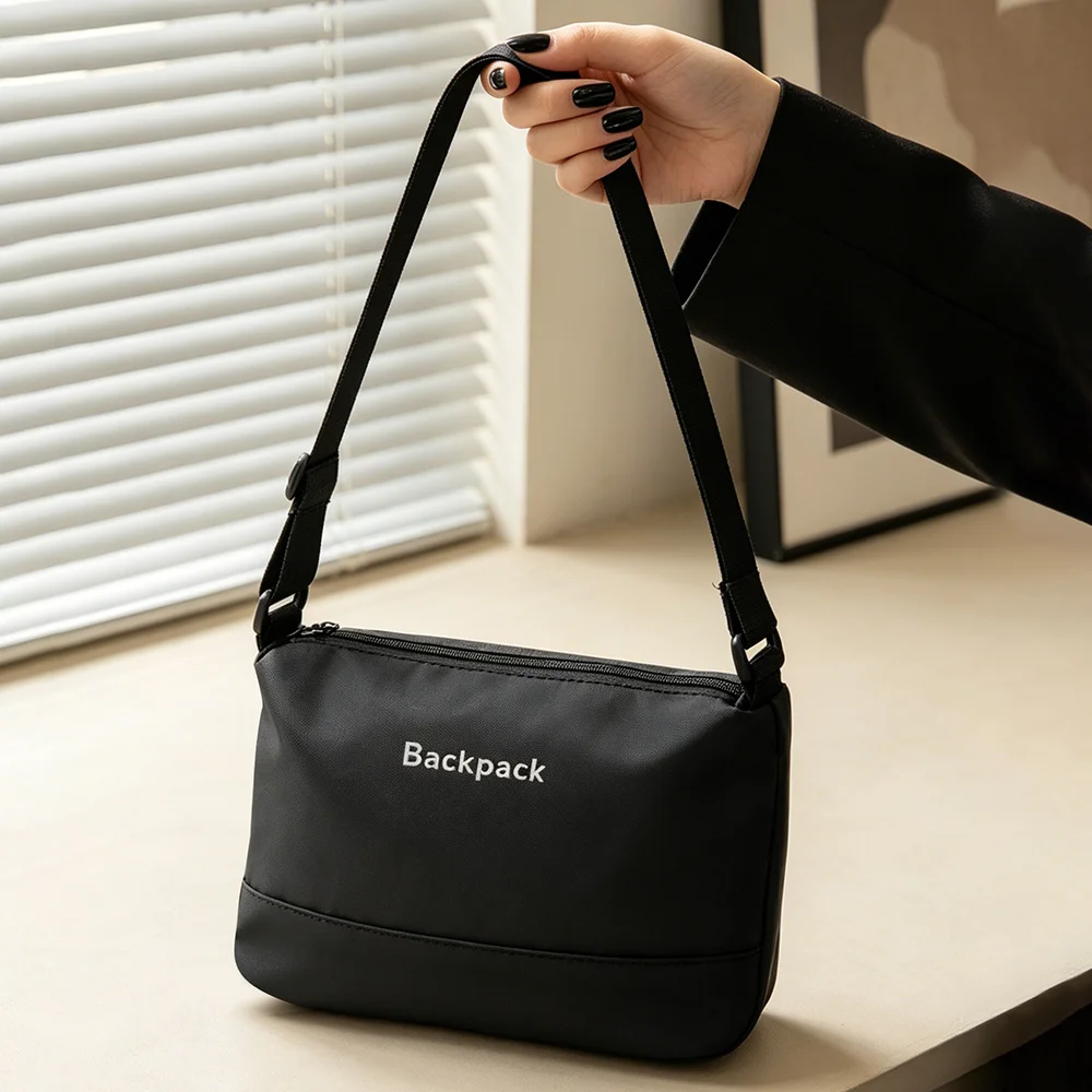 Unisex Wasserdichte Oxford-Stoff Umhängetasche Minimalistischer Buchstabendruck Große Kapazität Multi-Taschen Lässige Schultertasche – Detail 5