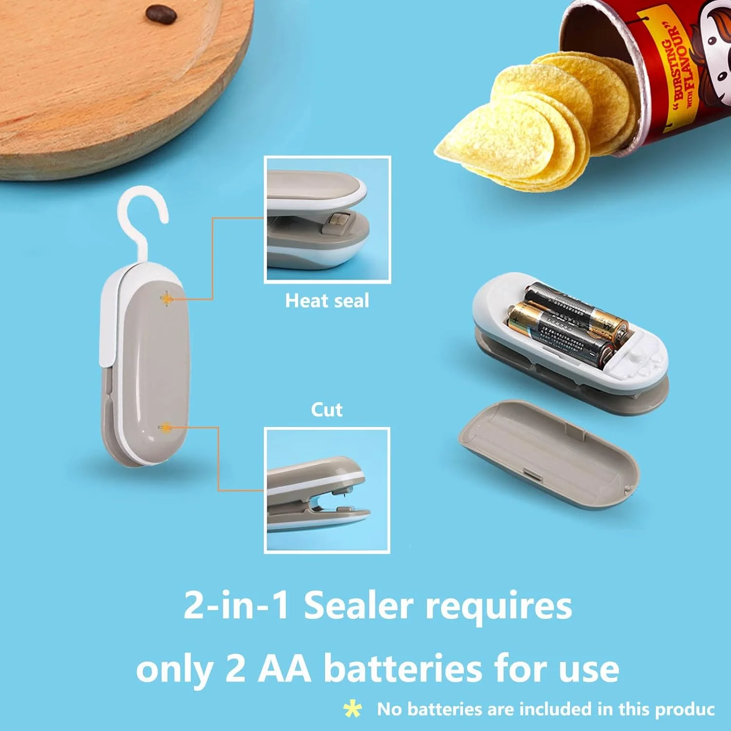 미니 백 실러, 2 in 1 칩 실러 히트 씰 및 컷 휴대용 미니 씰링 가정용 기계, 편리한 칩 백 실러, 휴대용