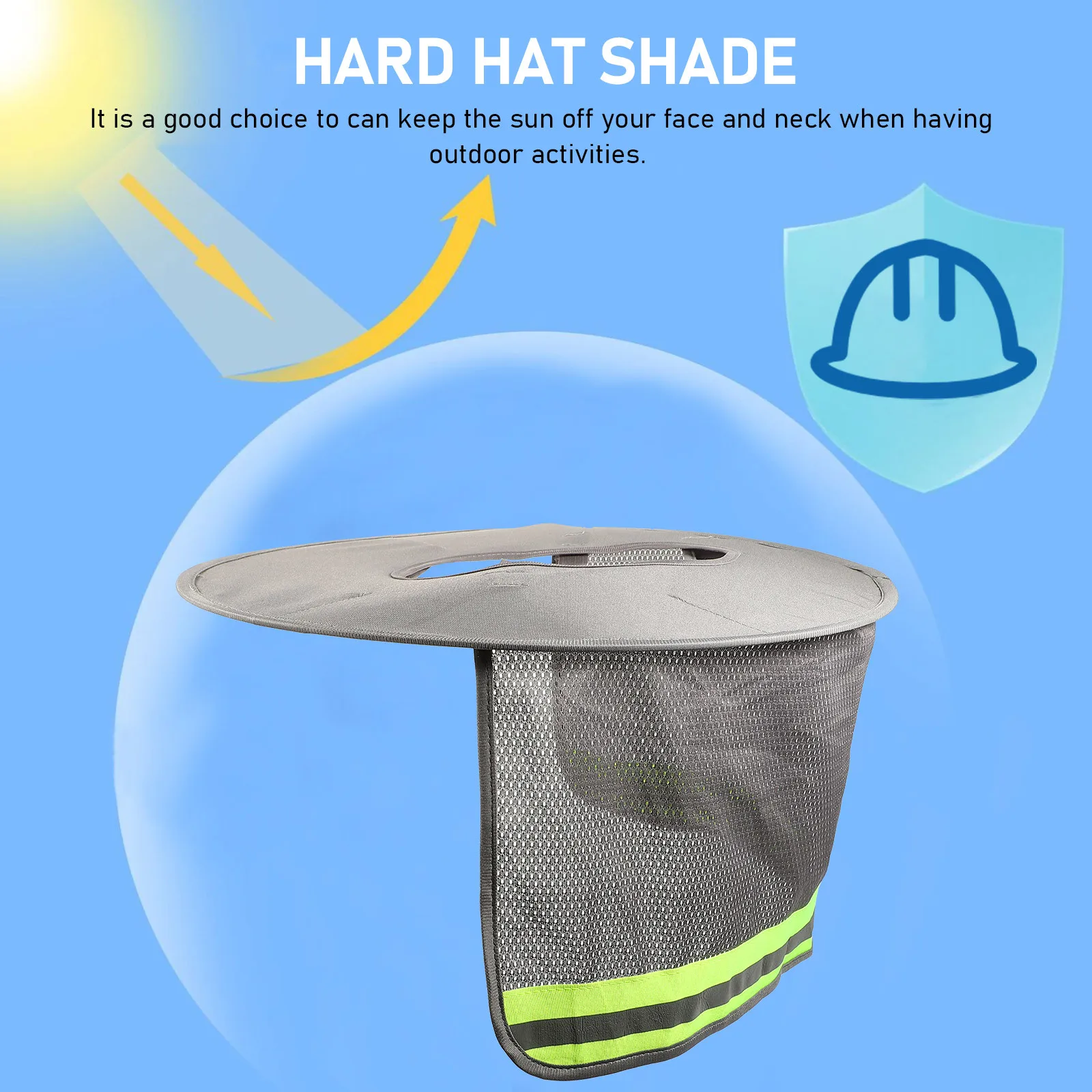 

Sun Shade for Hard Hat Full Brim Visor with Reflective Stripe Neck Face Protection Cooling Outdoor Work Safety Accessory