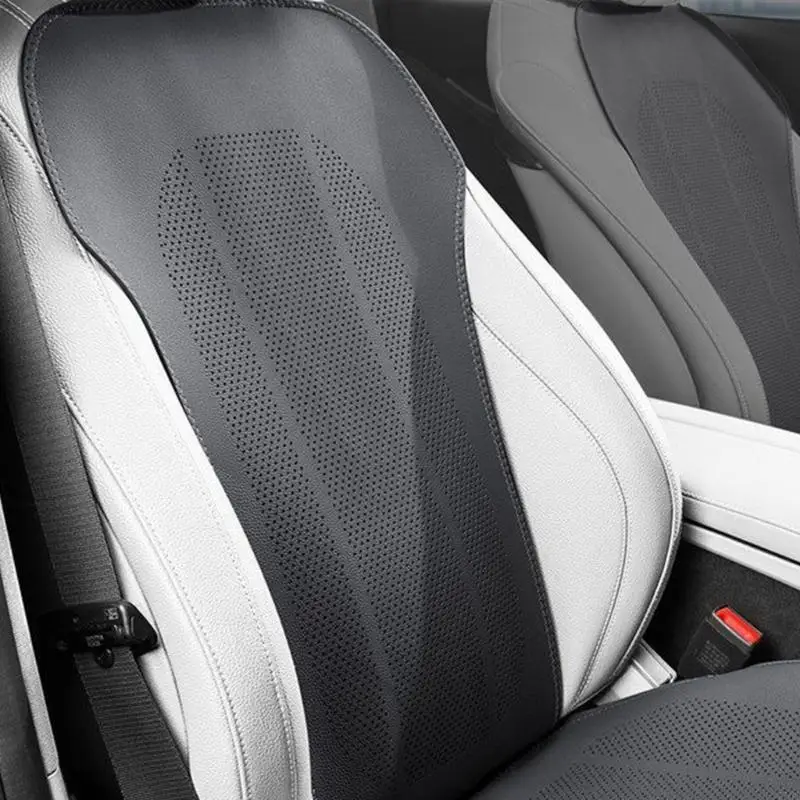 M76E Ergonomische Autositz-Rückenlehne, perforiertes Leder, atmungsaktives, rutschfestes Autositzkissen, einfach zu installieren – Detail 5