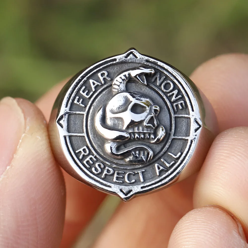2023 NEW Men\'s 316L stainless-steel rings Viking Punk Rock Gothic skull ring witn snake fashion Jewelry for gift free shipping