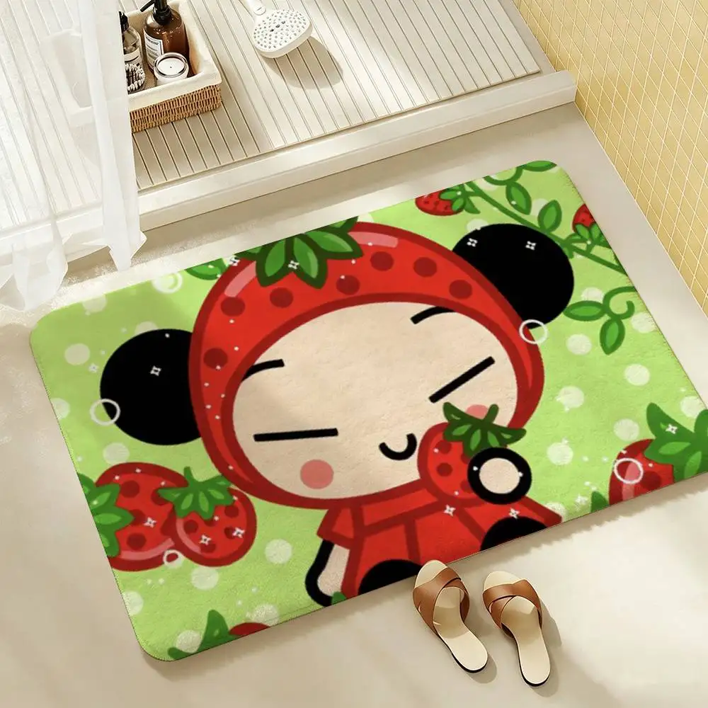 Cute Cartoon Pucca Garu Anmie  Shower Room Absorbent Small Floor Mat Soft Comfortable Decorative Foot Mat