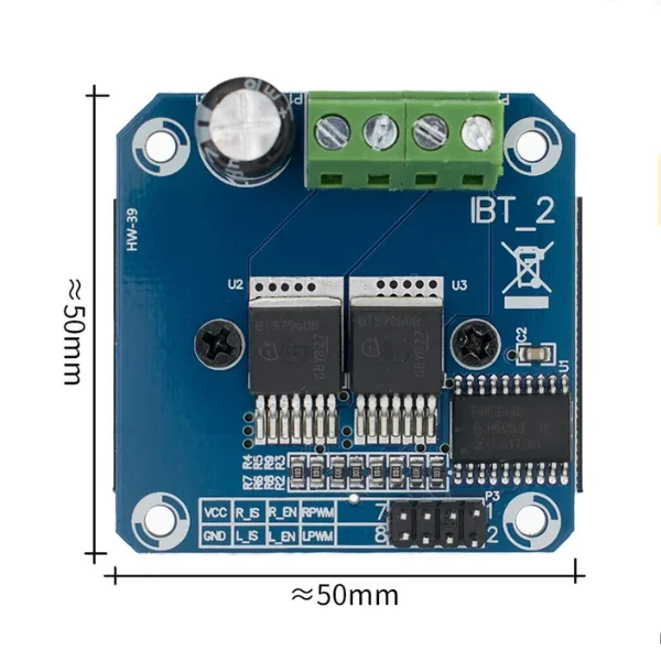 High Power Smart Car Motor Driver Module BTS7960 43A Current Limit Control Semiconductor Cooling Driver Board