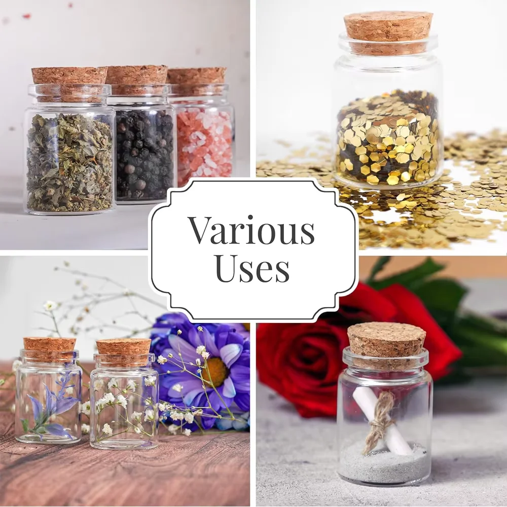 DIY Glass Jars 12/18/24/36/48 PCS 30ml Mini Wishing Glass Bottles Cork 37*50mm Tiny Cork Transparent Glass tube Decoration