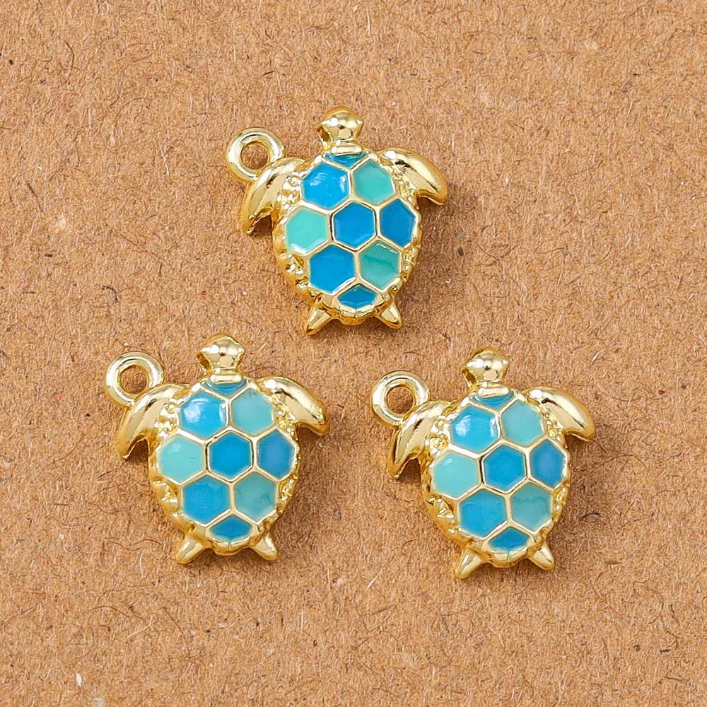 5 Stück 12 x 12 mm niedliche Schildkröten-Anhänger für die Schmuckherstellung, Ohrringe, Halskette, DIY, handgefertigtes Armband, Zubehör – Detail 4