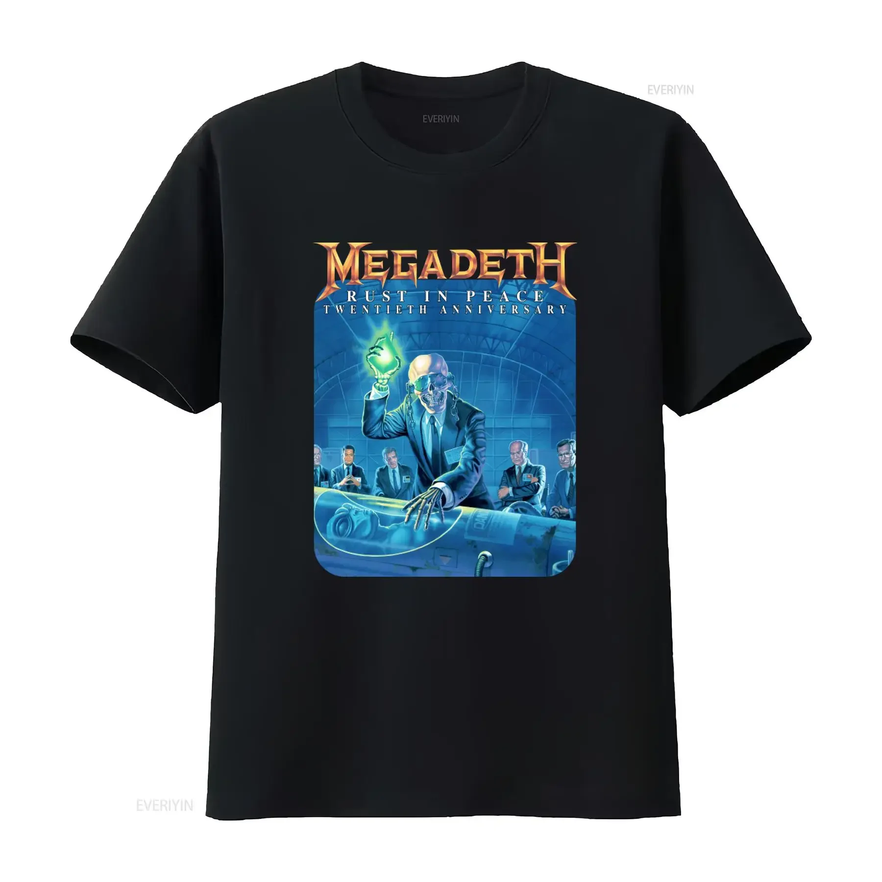 Mega deth Rust In Peace Twentieth Anniversary T Shirt Rock Band Tribute vintage Washed Unisex graphic Versatile streetwear