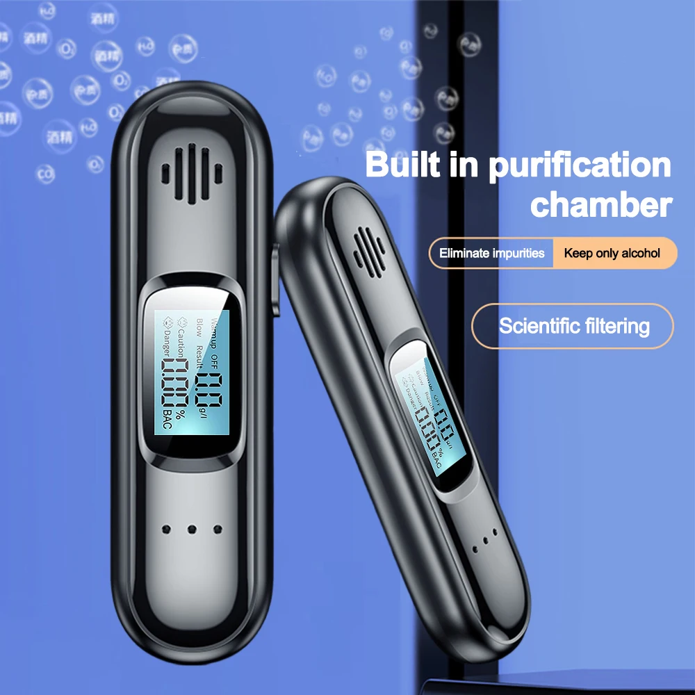 

Тестер алкоголя с ЖК-дисплеем, электронный USB перезаряжаемый алкотестер, бесконтактный детектор алкоголя, автоматический тест на алкоголь в выдыхаемом воздухе