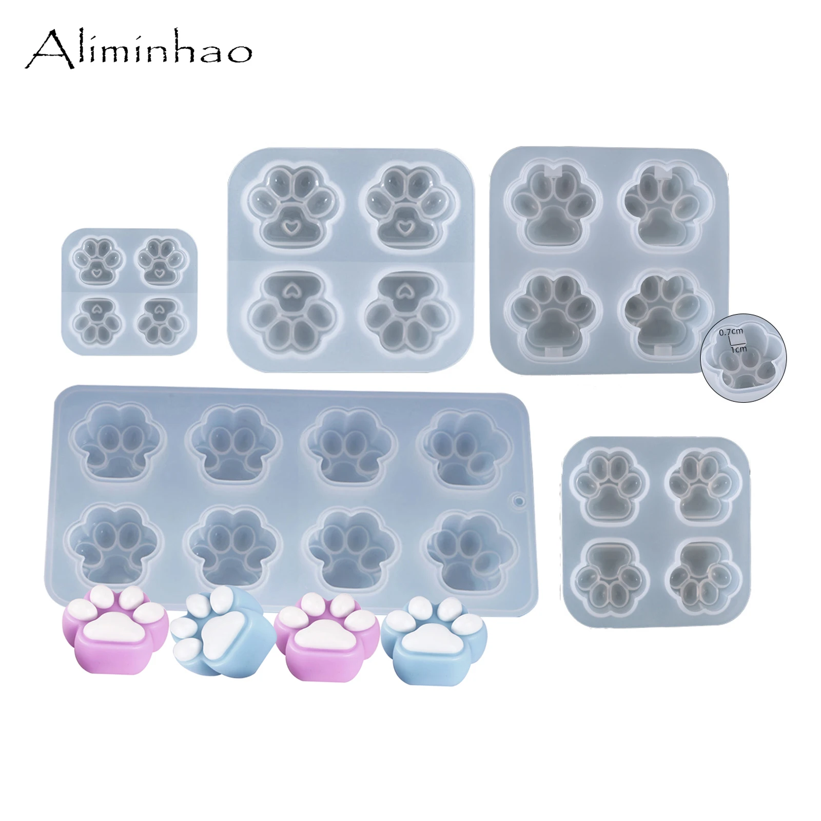 M0088 Diy Crystal Resin Mold Cat Claw with Light Slot Decorate Table Dog Paw Print Silicone Keychain Mold 1pc