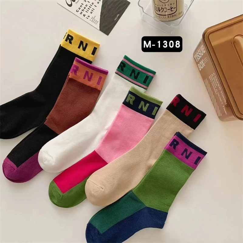 

Носки Женские хлопковые носки Модные носки Женские индивидуальные простые женские носки Luokou с надписью M Модный бренд Re