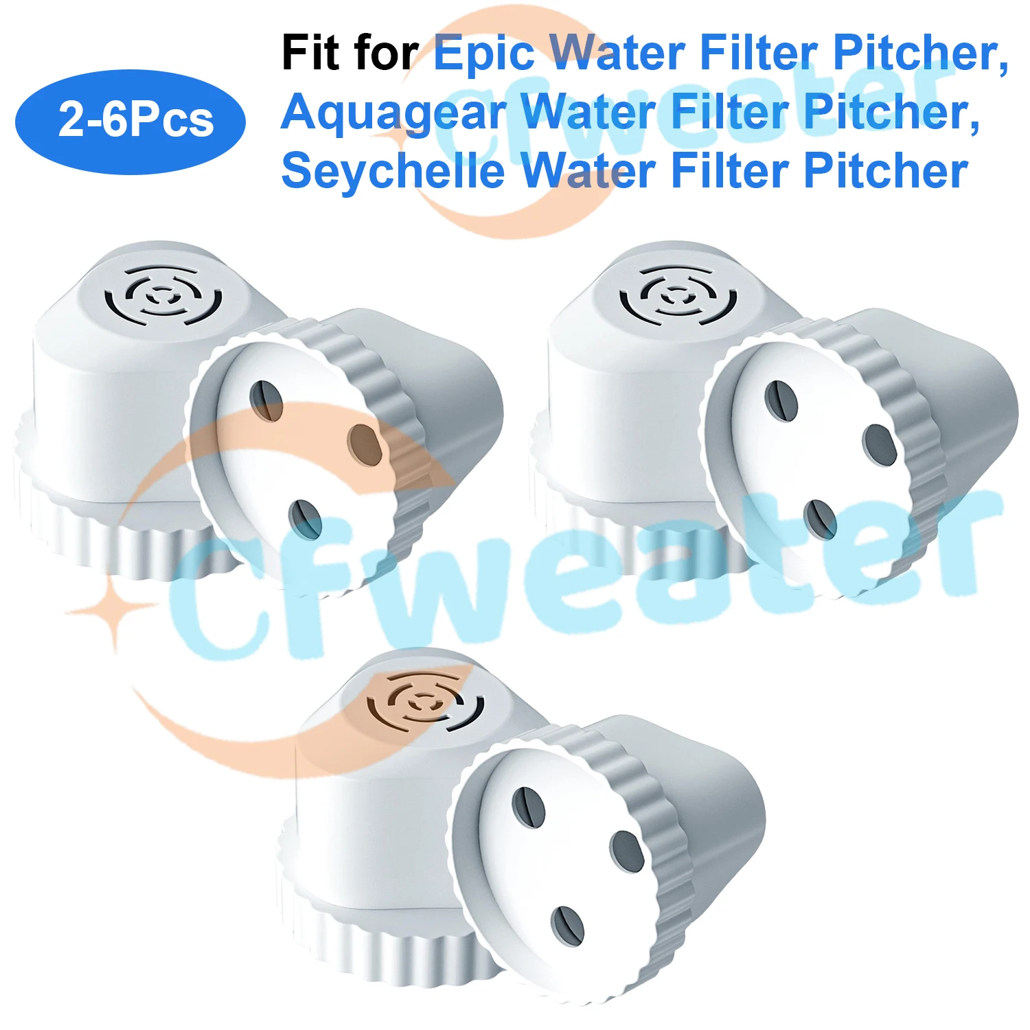 2-6Pcs Filter Replacement Compatible with Epic Water Filter Pitcher Aquagear Seychelle, Water Pitcher for EPIC Pure Water Filter