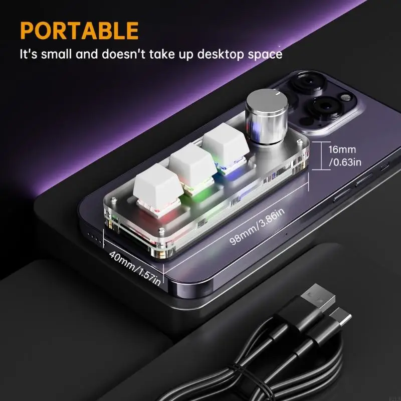 R2LB mini teclado macro mecánico con 3 teclas programables inalámbricas programables