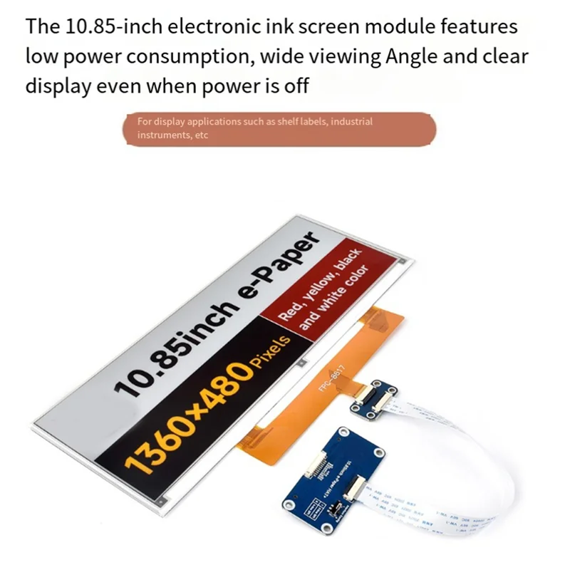 For Raspberry Pi 10.85Inch E-Paper Display HAT SPI Interface High-Resolution 1360X 480 Lightweight &Low Power Consumption-N34R