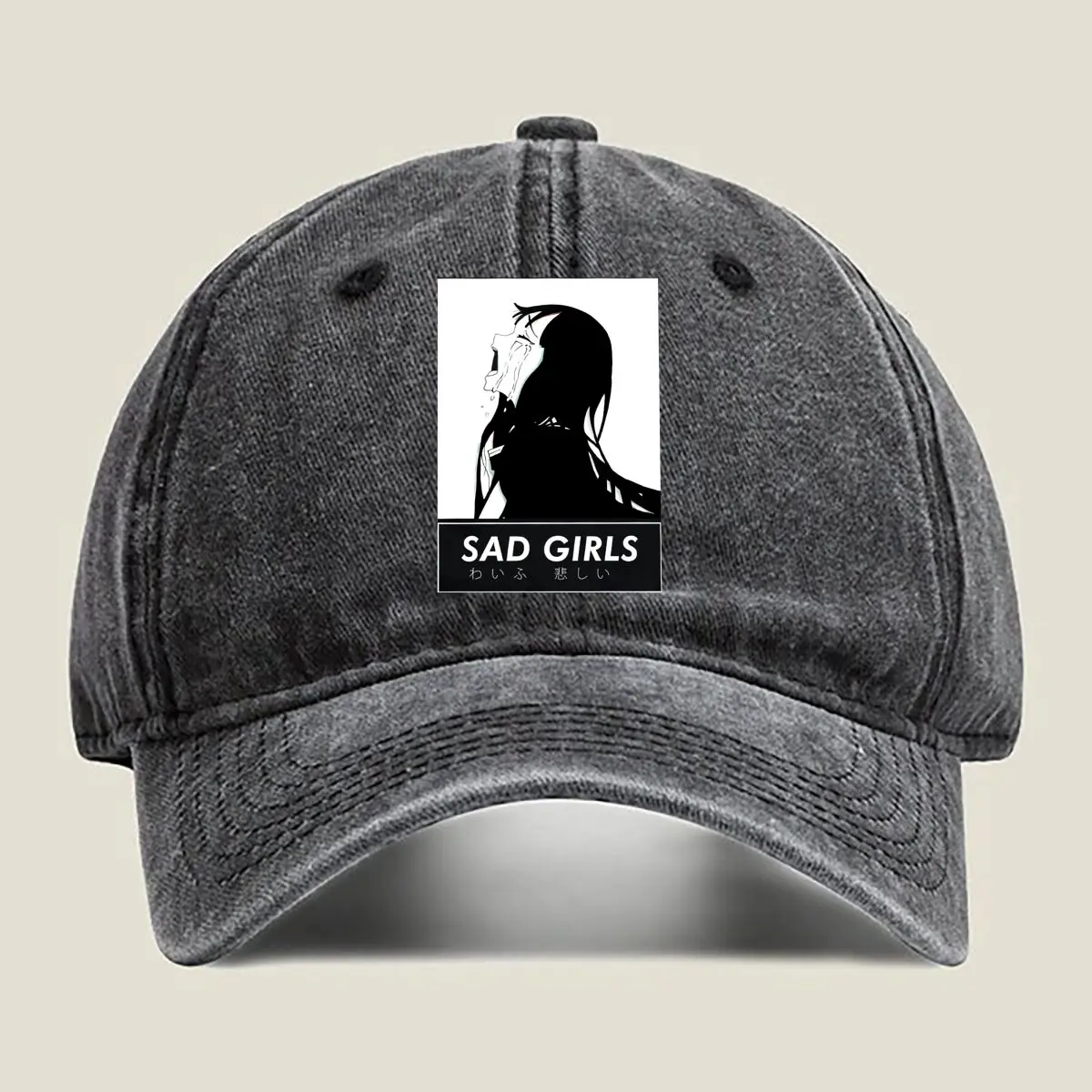 

Sad Girls Emo Aesthetic Art Washed Baseball Cap