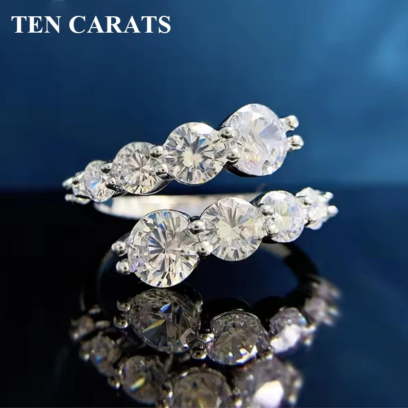 

TEN CARATS Gra-certified Moissanite ring for women, 925 sterling silver plated with white gold engagement jewelry gift