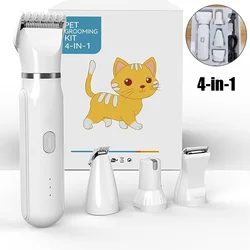 4-In-1 Pet Grooming And Care Set 4Different Blades Dog and Cat Hair Shaver Low Noise Pets Clippers Rechargeable Cordless Trimmer