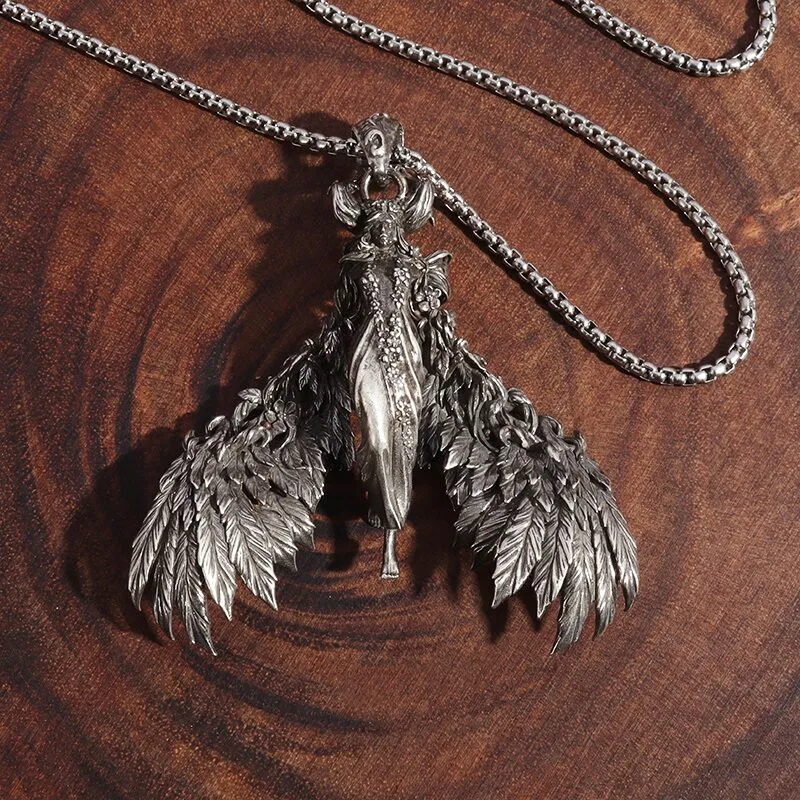 Fashionable and Creative Gothic Anime Angel Wings Pendant Necklace for Men and Women Punk Hip-Hop Trendy Jewelry Gifts