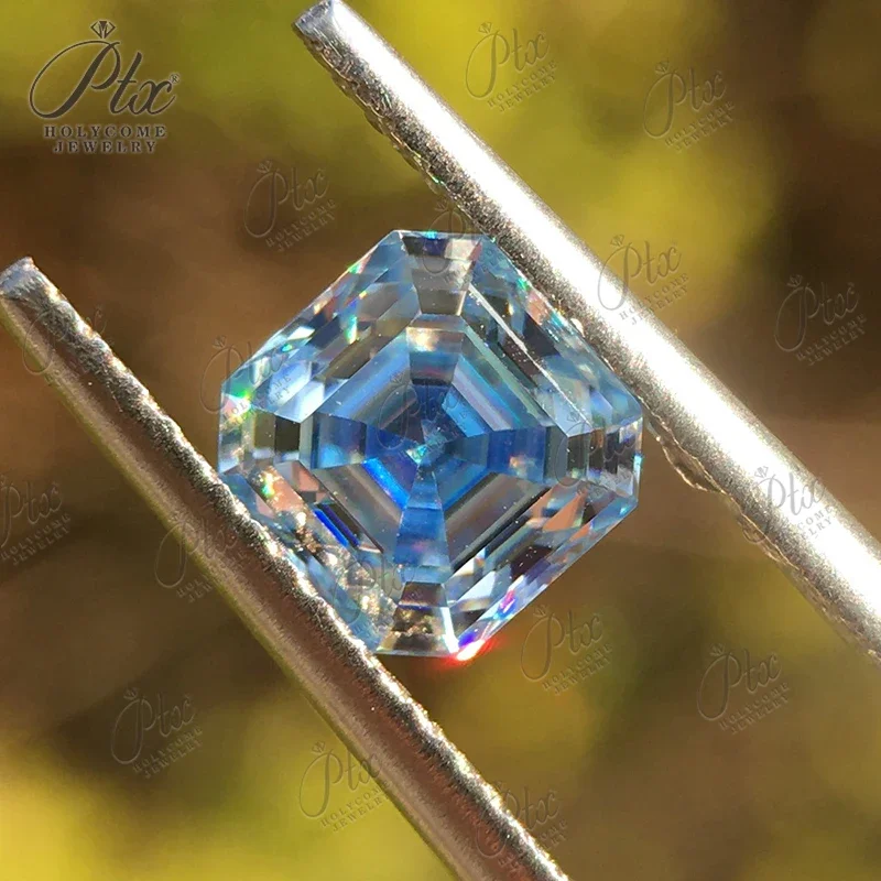 

Moissanite Gemstone Ice Blue Brilliant Asscher Cut Lab Grow Diamond Charms Advanced Jewelry Making Material with GRA Report