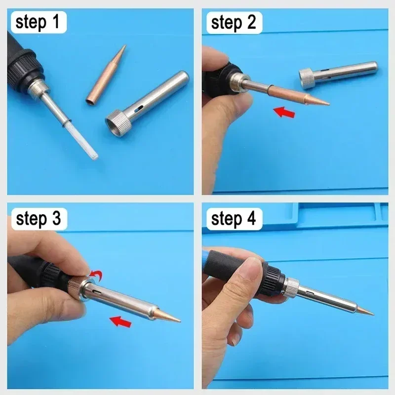 5PCS Copper Iron Tip I/B /K/2.4D/3C Set 900M-T Welding Tip Head Tools Inside Hot Bare Copper Electric Soldering Iron Tools image 6