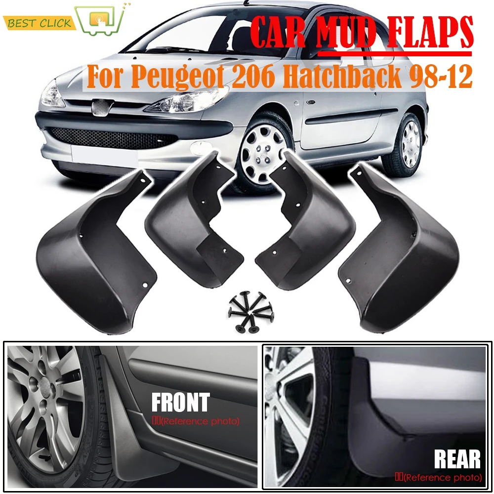 4Pcs Car Fender Mud Flaps Front Rear Mudflaps Mud Splash Guards Mudguards For Peugeot 206 1998-2012 Hatchback Hatch