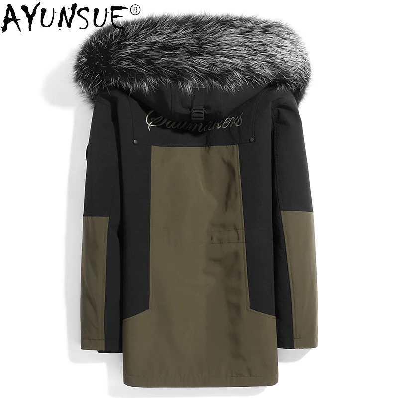 Winter Jacket Men Clothing Genuine Raccoon Fur Collar Coat Cunning Jackets Shearling Parka 2024 Hommes Veste LXR988