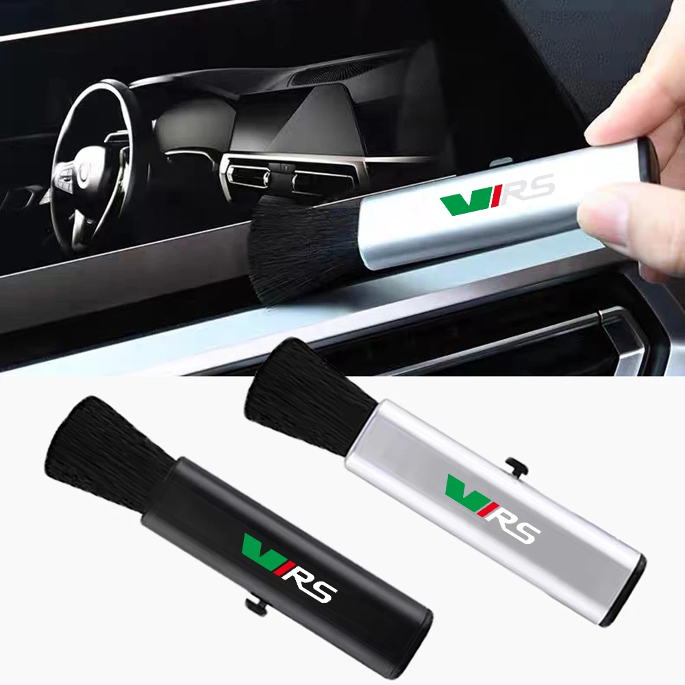 for VRS Logo for Skoda Octavia 3 2 Kodiaq Superb Fabia Car Retractable Conditioner Cleaning Brush Cleaning Soft Brush Dust Tool