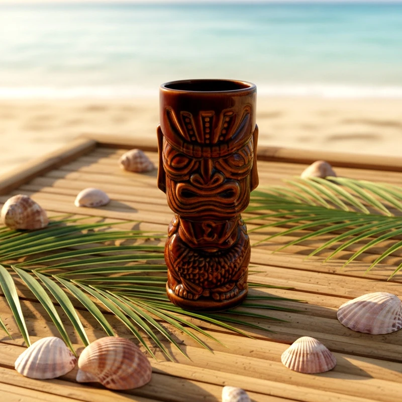 

Hawaiian Ceramic Tiki Cocktail Mug coffee mug Hand Painted Cup Perfect Bar Party Tropical Gift For Couples Women Birthday