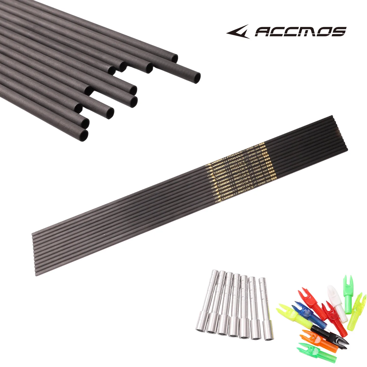 

6/12 шт. карбоновые стрелы с внутренним диаметром 5,2 мм, длина 31/32 дюйма, спайн 250-500, с алюминиевой вставкой, для самостоятельной сборки, для стрельбы из лука