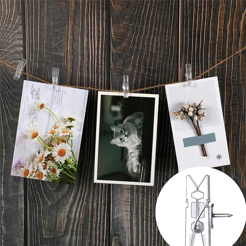 100 Pcs Mini Clear Photo Clips Mini Clothespins Clips Clothes Line Clips Mini Transparent Plastic Clips Stationery Folder