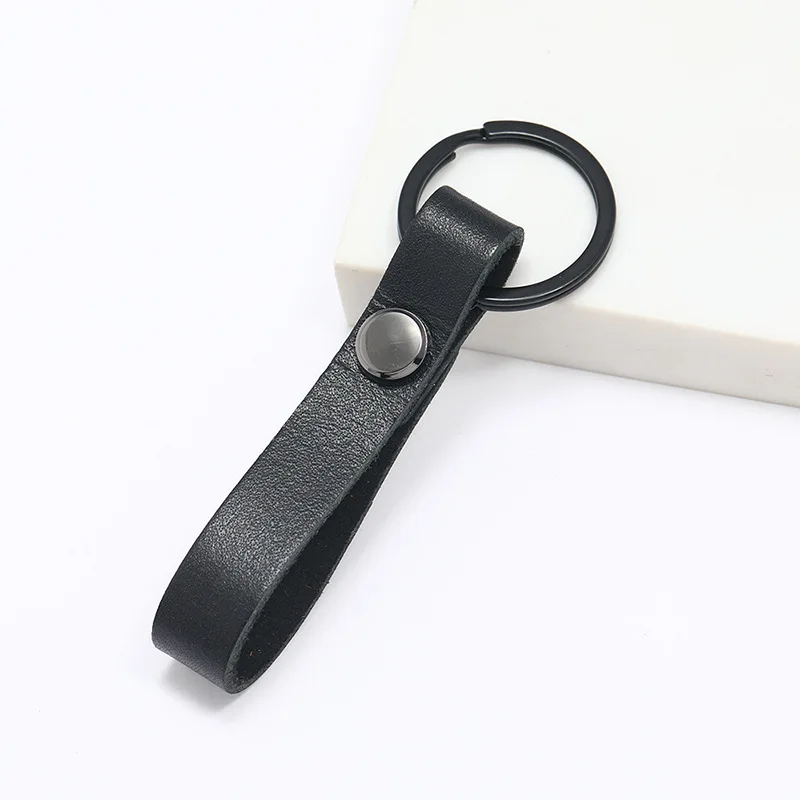 Wholesale Simple Vintage Cowhide Leather Keychain Car Key Chain Creative Key Pendant Best Friend Small Gift