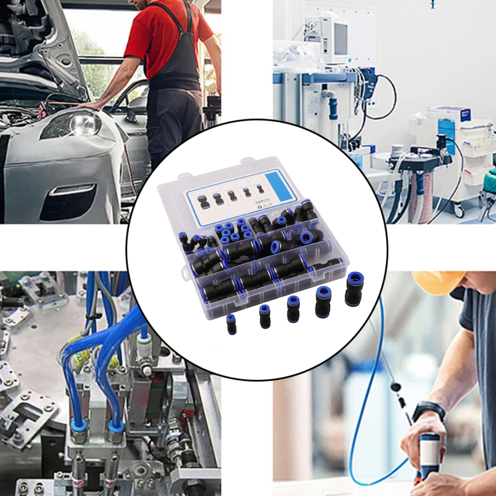 Automated Production Straight Push Connectors Pneumatic Connectors Flexible Installation Secure Connection 50 Pieces Fittings