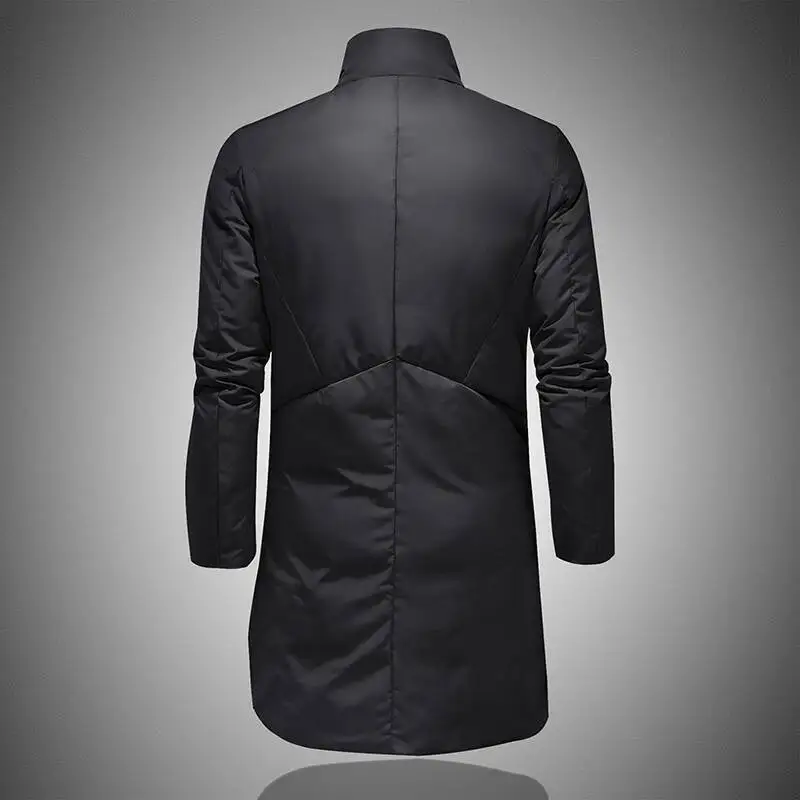 Winter Mid Length Down Jacket Lapel Vintage Down Jacket Men Clothing Black Duck Down Coat Casual Outfit Men Coat Kurtka Zimowa