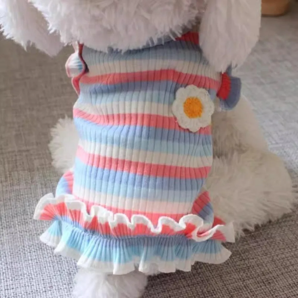 

Durable Soft Dog Striped T Shirt Exquisite Polyester Puppy Clothes Cute Comfortable Pet Dog Dress Bichon