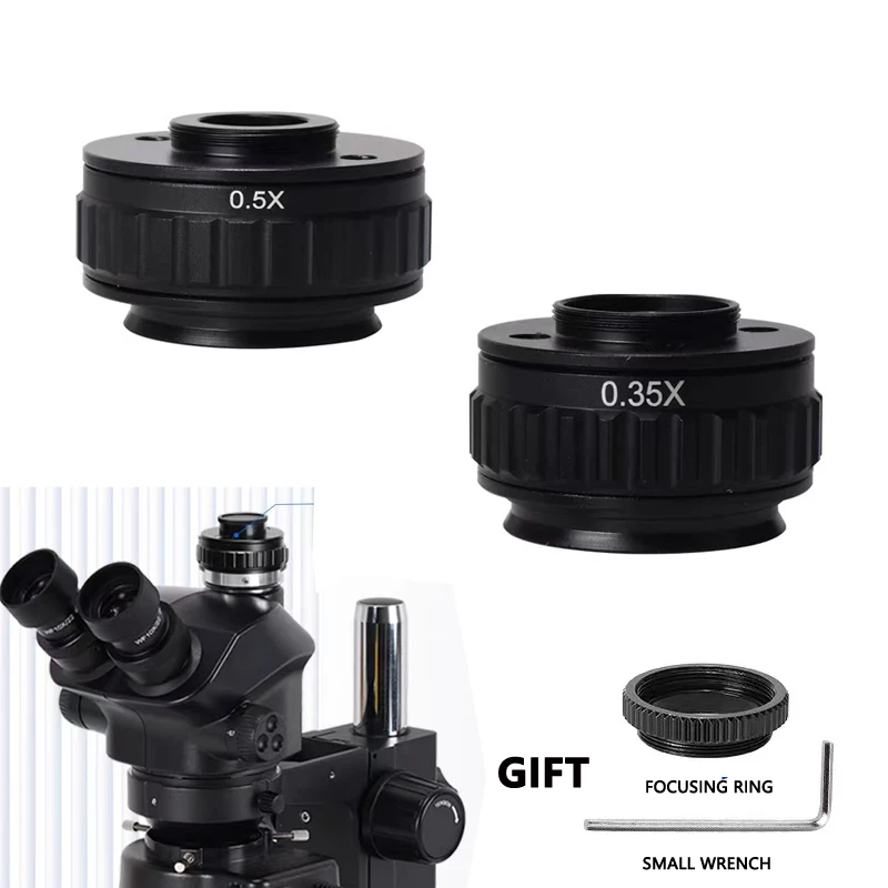 C-mount Adaptador Lente 0.35x 0.5x Ctv para Trinocular Microscópio Estéreo 38 mm Interface