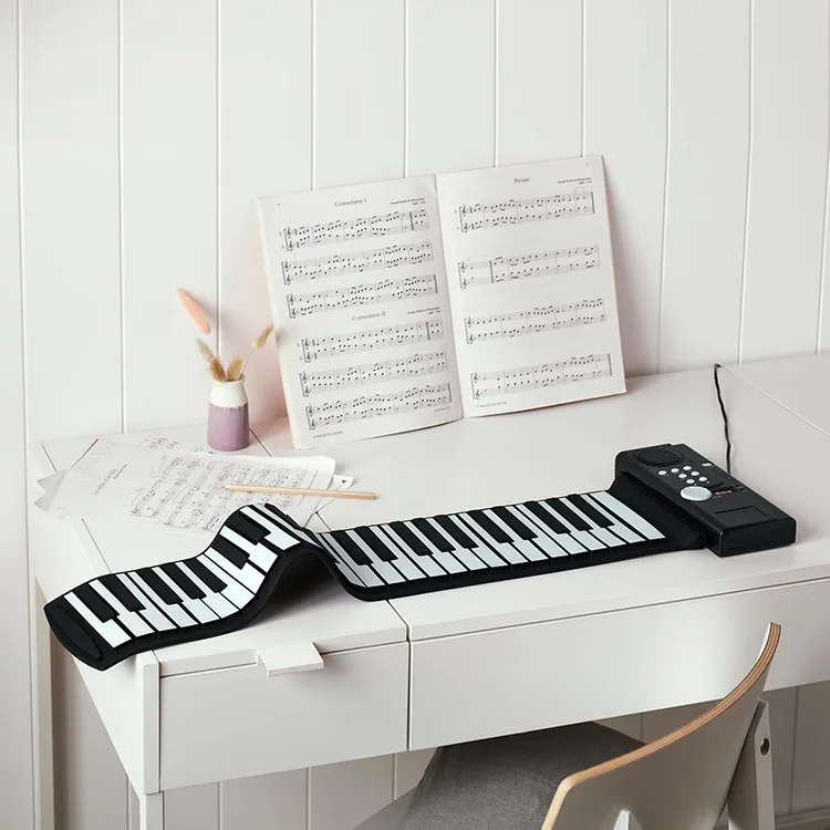 

mini music piano toy best gift silicone hand roll foldable electric keyboard piano for beginner