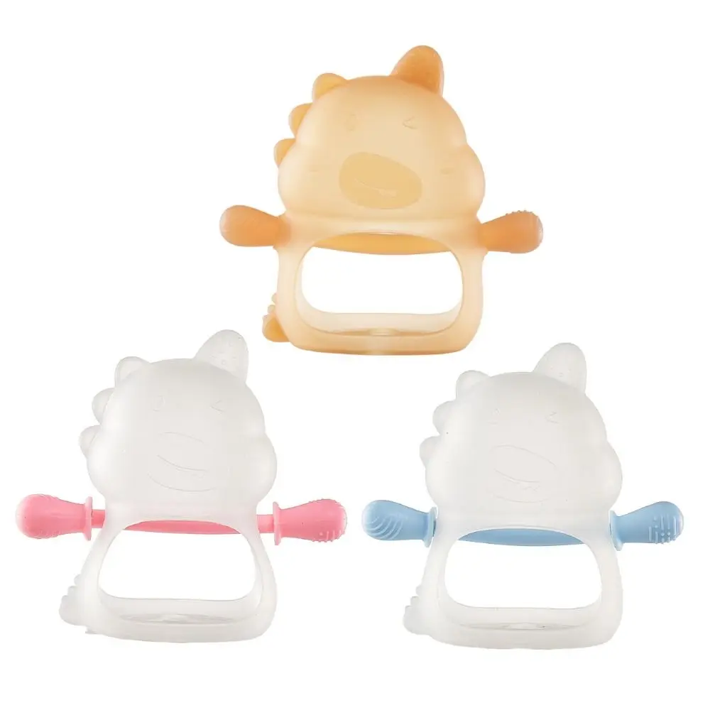 3 قطعة عضاضة ديناصور الطفل الناعمة مكافحة إسقاط مكافحة الأكل اليد التمريض ألعاب التسنين الغذاء الصف مريحة #3