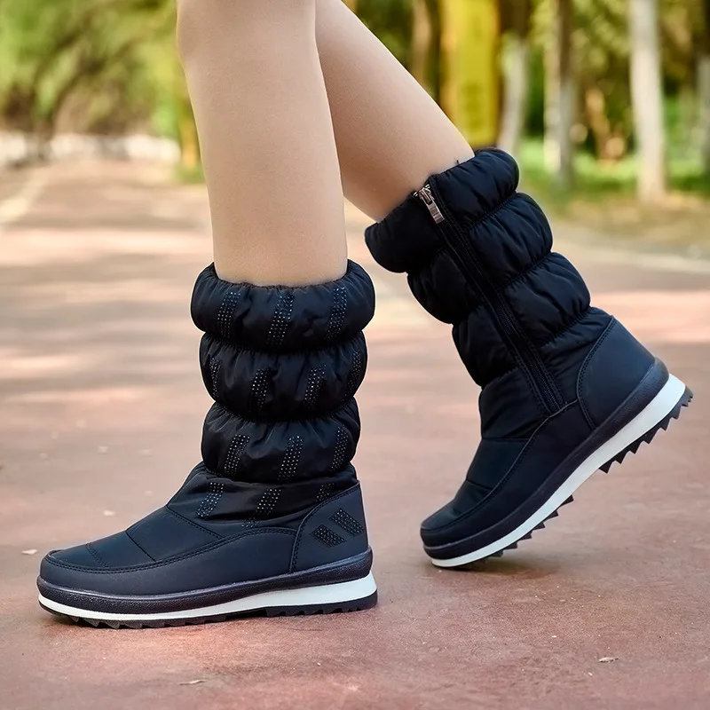 

Woman and men Winter Keep Warm Plush Snow Boots Anti-slip High Quality Mid Tube Thickened Cotton Shoes Waterproof Resistant