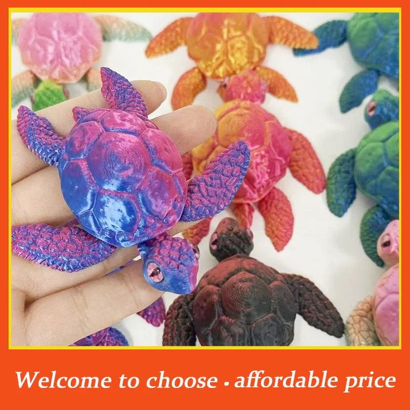 **Movable Sea Turtle Flexible Joint 3D Printed Sculpture With Eggs Fun Desk Ornament For Home Office Car Desk Decoration Gift'