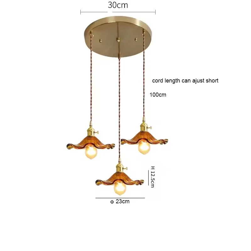 Home Eenvoudige LED Hanger Licht Armatuur Slaapkamer Woonkamer Bar Kleurrijk Glas Koperen Hangende Lamp Licht Edison Plafond Kroonluchter plafondlamp hanglamp led verlichting hanglamp woonkamer
