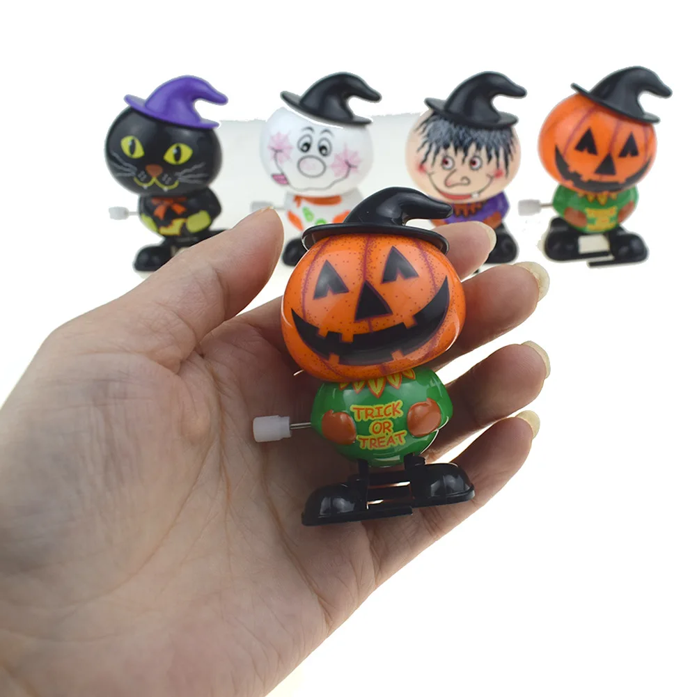 Novelty Funny Halloween Series Clockwork Toys Walking Bobble Head Witches Pumpkins Snowmen Halloween Party Gifts