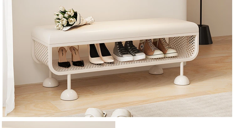 Iron Entryway Shoe Bench with Storage Sturdy Shoe Rack Convertible Seat Shoe Organizer Creative Large Capacity Boot Shelf