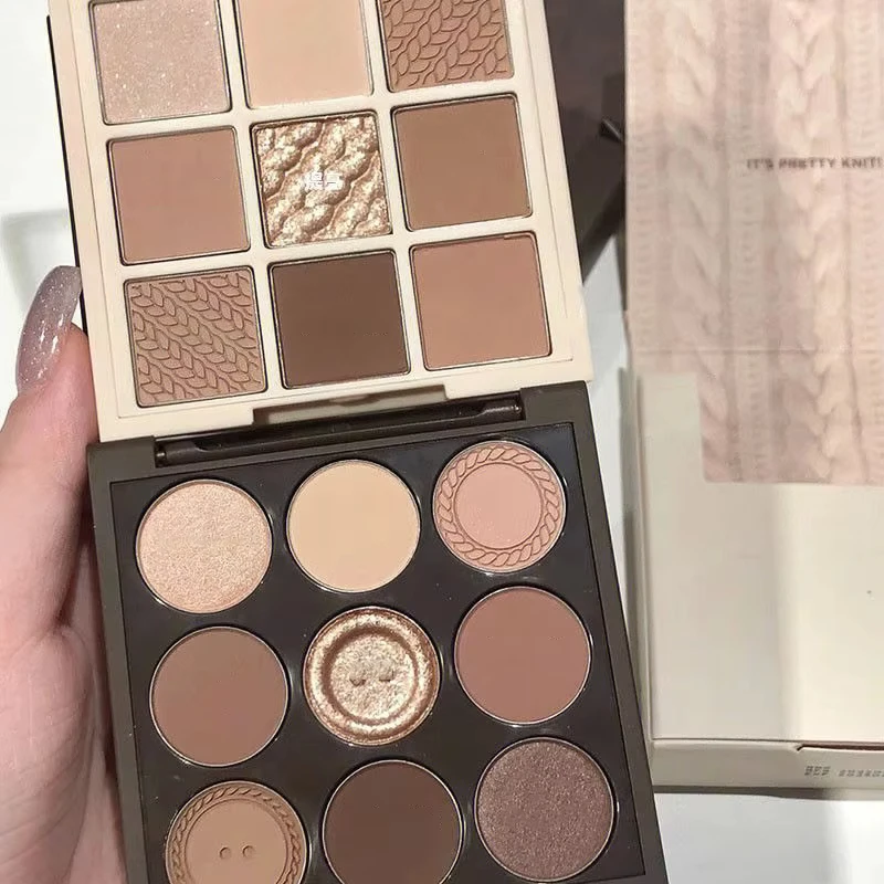 Nouveau 9 couleurs pull tricot bouton fard à paupières plateau perle mat faible Saturation profonde avoine terre couleur ombre à paupières