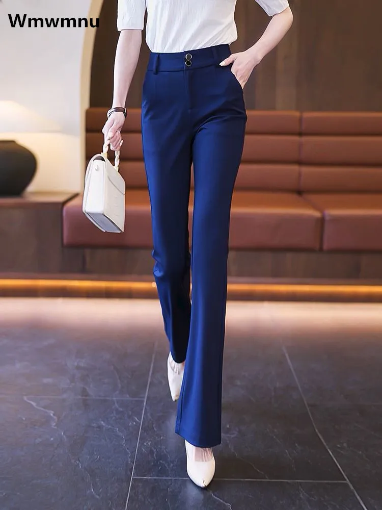 

High Waist Slim Office Flare Pants New Women Spring Summer Ol Suit Pantalones Elegant Straigh Spodnie Formal Big Size 4xlTrouser