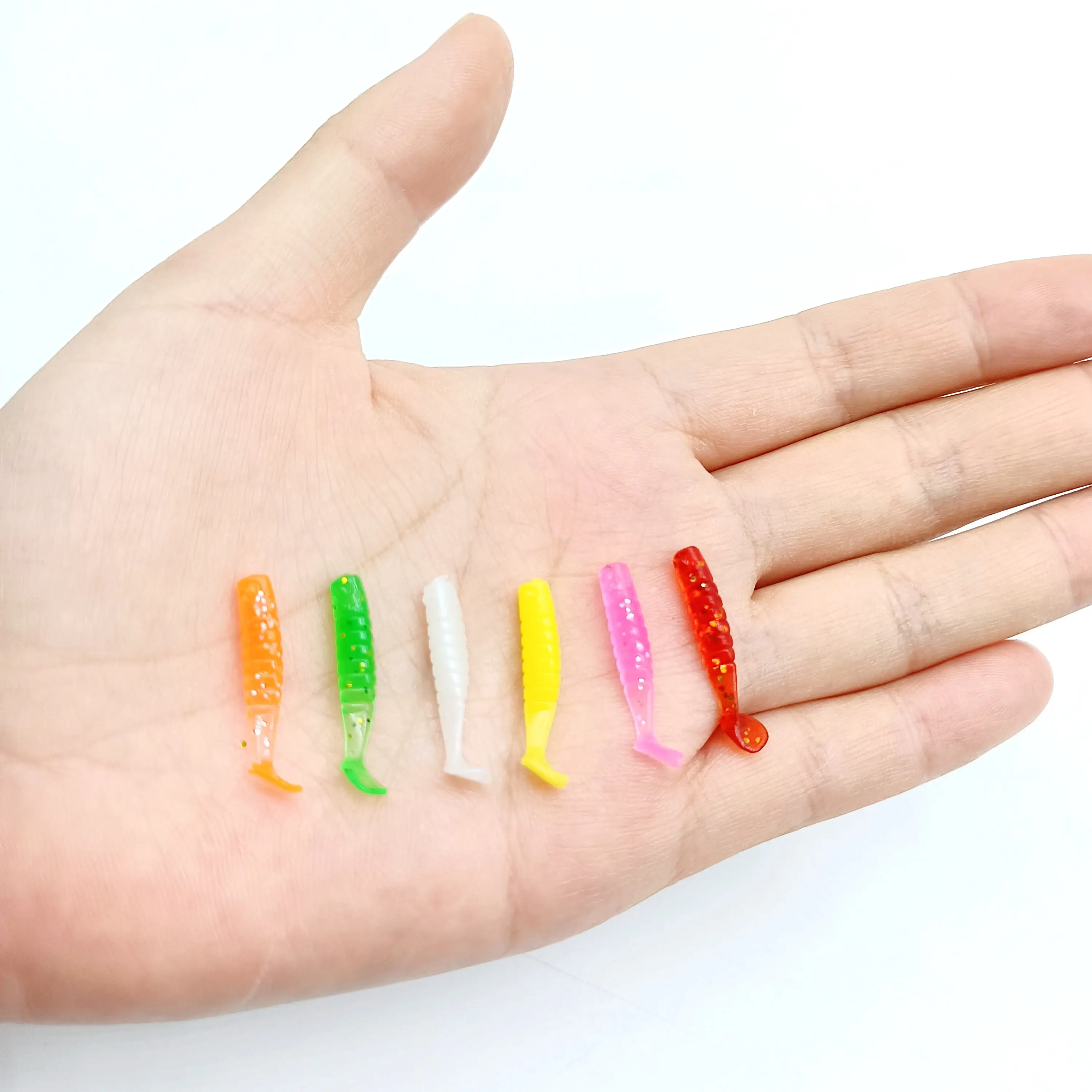 DUODUOYU 50PCS Mini T-tail Soft Fsihing Lures 0.2g/25mm Small Fish Artificial Bait Jig Wobblers Bass Pike Fishing Tackle – Detail 2