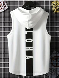 Men's hooded sports vest top T-shirt