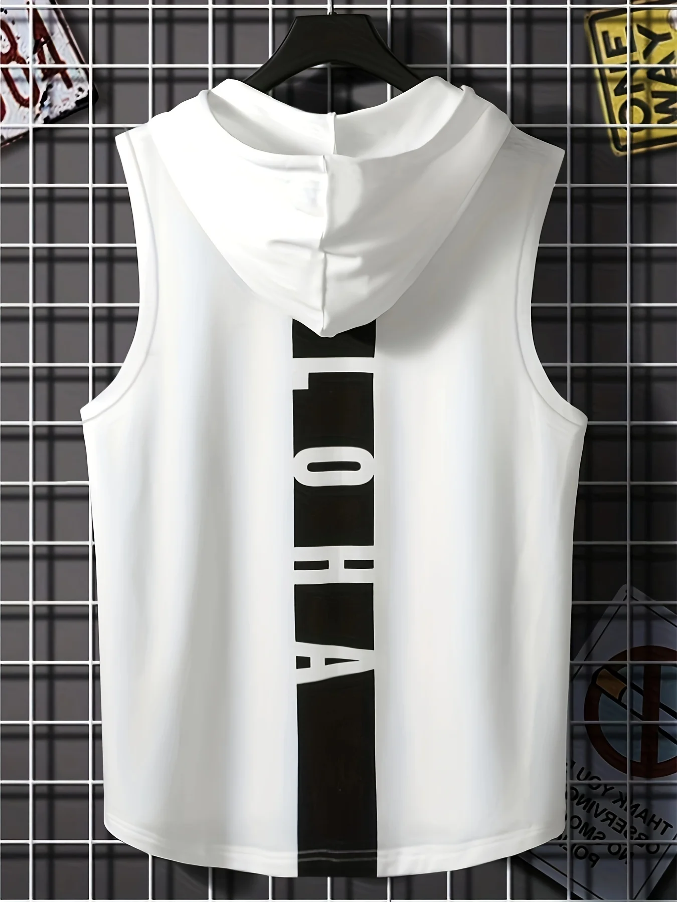 Men's hooded sports vest top T-shirt